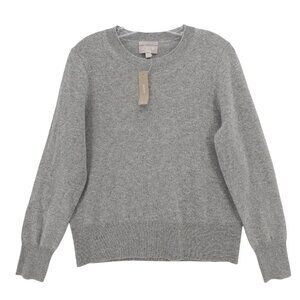 NWT J CREW 100% Cashmere Classic-Fit Crewneck Sweater HEATHER ASH Gray  MEDIUM